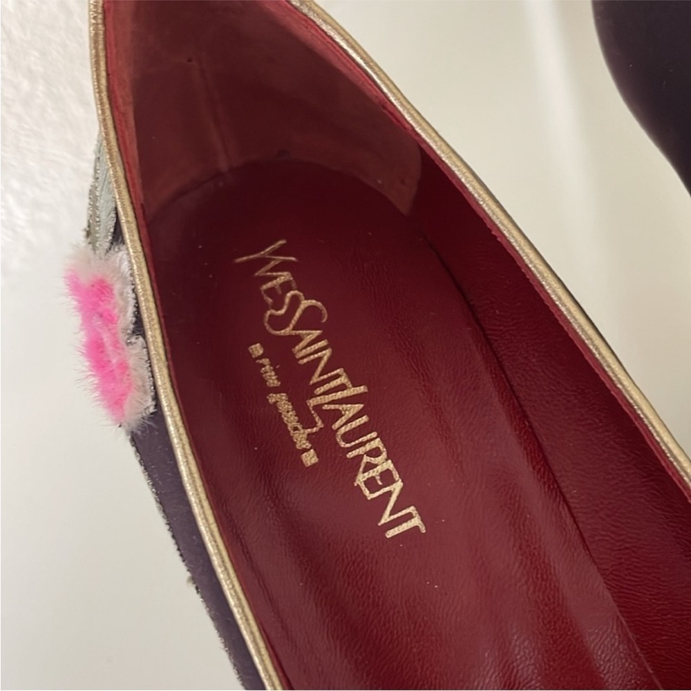 Yves Saint Laurent YSL 2004 Tom Ford era opium floral wedge Heels Ankle Strap 38 - Picture 9 of 12